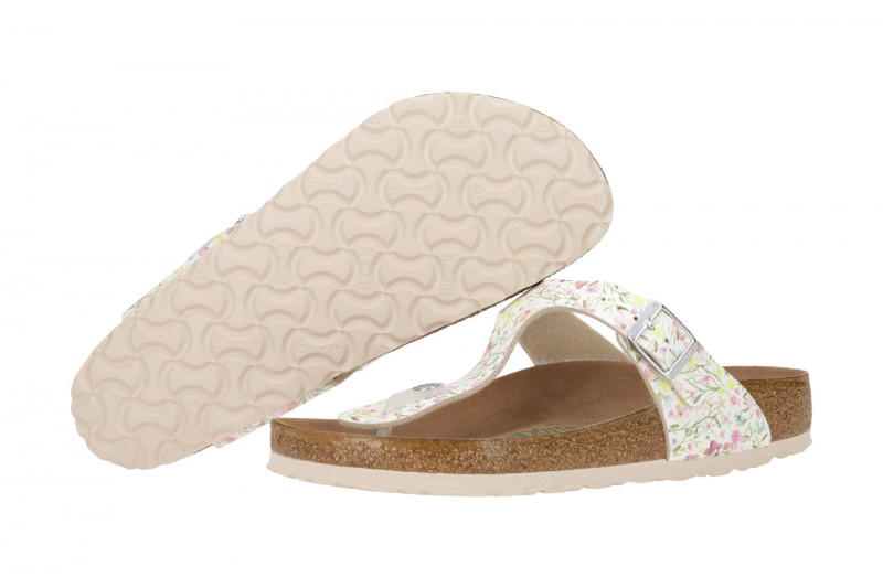Birkenstock Gizeh BS Pantolette weiß Blumen 1018466