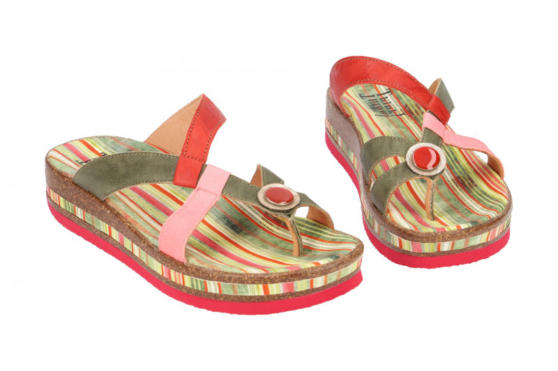 Think Zega Pantolette grün rot kombi