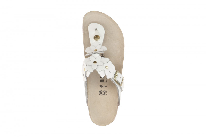 Birkenstock Gizeh Pantolette weiß Blumen SCHMAL 1026735