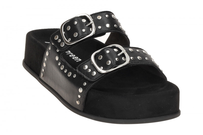 Paul Green Plateau Pantolette schwarz Nieten 6168