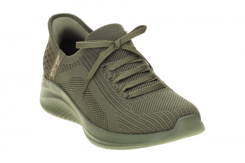 Skechers Ultra Flex Slipper Schuhe grün olive SLIP-INs 150447