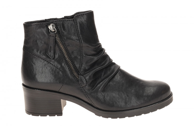 Gabor Stiefelette schwarz Leder gerafft G-Weite 72.811.57