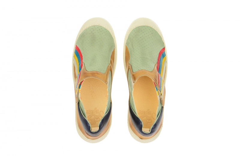 Eject Dass Herren Slipper grün braun bunte Streifen 16903