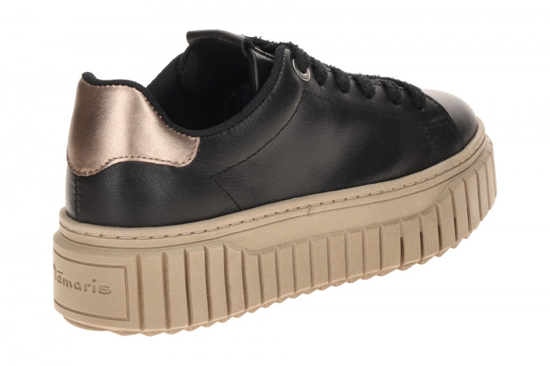 Tamaris Schuhe Plateau Sneaker schwarz gold 23702