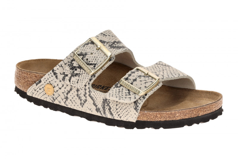 Birkenstock Arizona Rivet LOGO Pantolette grau Snake SCHMAL 1033065