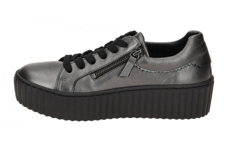 Gabor Schuhe grau Plateau Sneakers seidenmatt 53.200.69