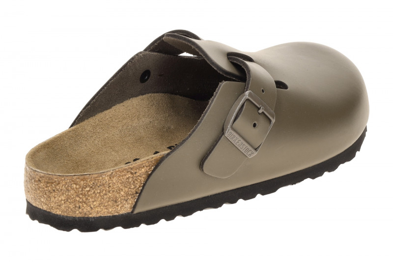 Birkenstock Boston Pantolette grau Glattleder SCHMAL-WEIT 1029156