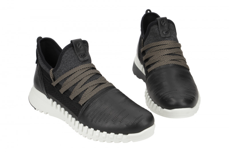 Ecco Zipflex Schuhe schwarz Leder Sneaker 803743