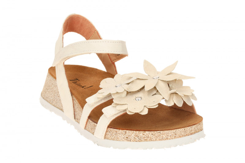 Think Koak Sandale weiß ivory Leder-Blüten 551