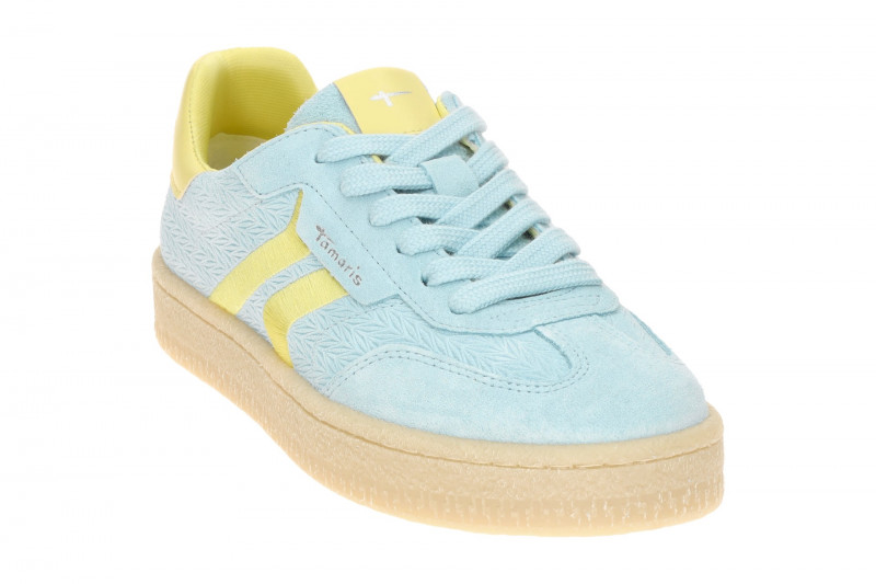 Tamaris Schuhe Sneaker hellblau Velour geprägt 23723