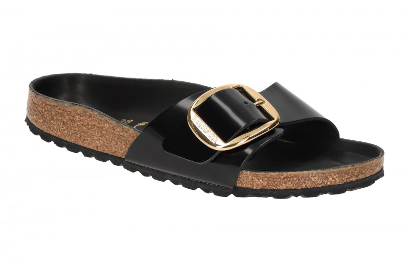 Birkenstock Madrid Big Buckle Pantolette schwarz Lack SCHMAL 1022650