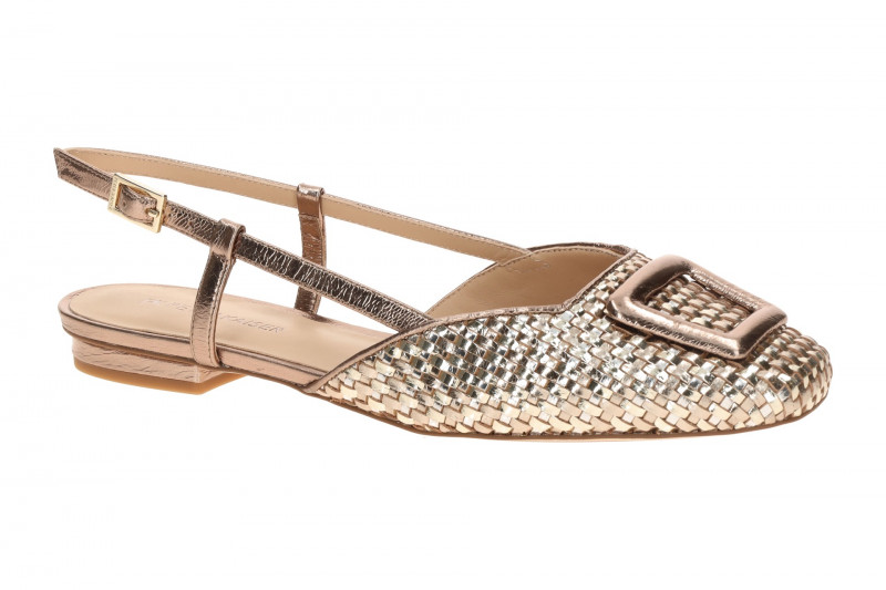 Peter Kaiser Sling Pumps taupe braun metallic Flecht 79481