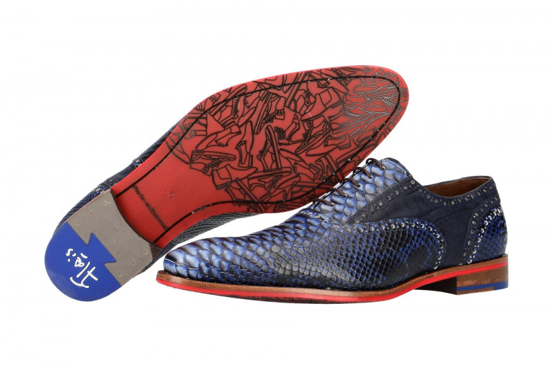 Floris van Bommel Schuhe blau Schlange 19104