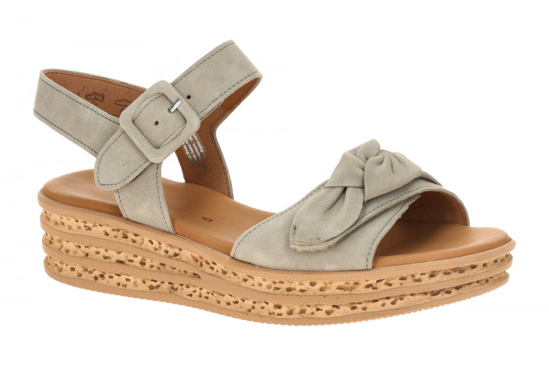 Gabor Plateau Sandalen grün Velour 84.553.11