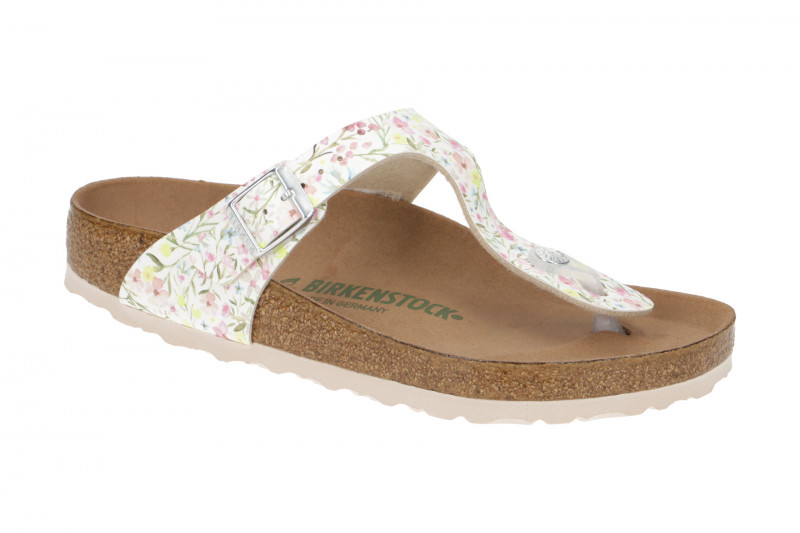 Birkenstock Gizeh BS Pantolette weiß Blumen 1018466