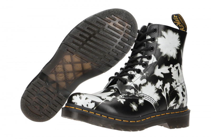 Dr Martens Pascal Stiefel schwarz weiß Blumen 1460