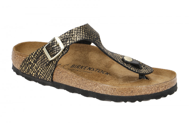 Birkenstock Gizeh BS Pantolette schwarz gold-python Normal-Weit 1018464