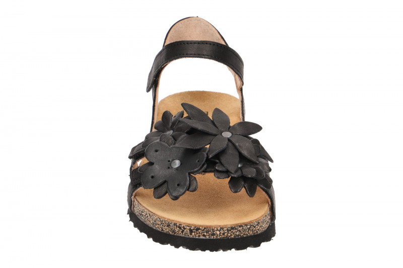 Think Koak Sandale schwarz Leder-Blüten 551