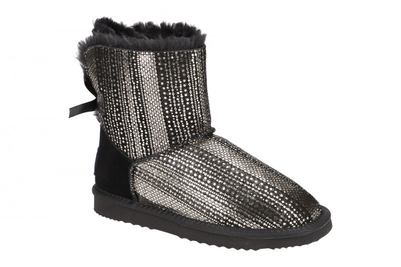 Oog Stiefel schwarz silber Schleife Boots