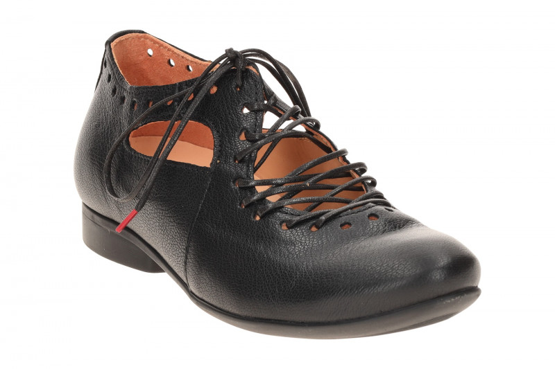 Think Guad Schuhe schwarz gelocht Glattleder 565