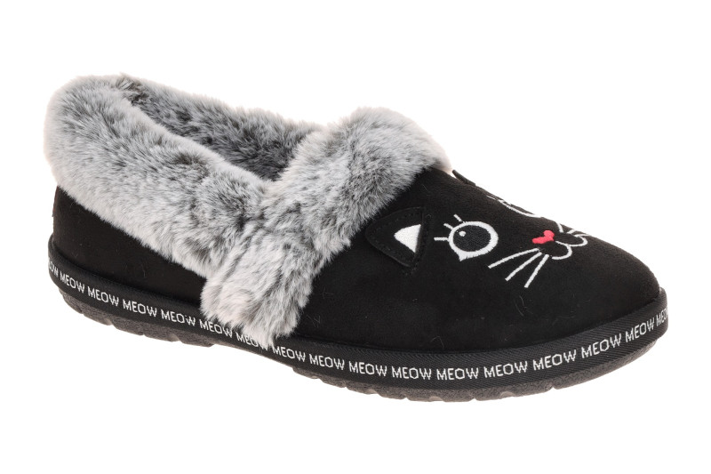 Skechers Meow Pajamas Hausschuhe Slipper schwarz CAT