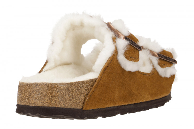 Birkenstock Arizona Shearling Pantolette braun Lammfell Schmal 1001135