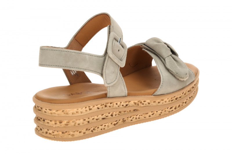 Gabor Plateau Sandalen grün Velour 84.553.11