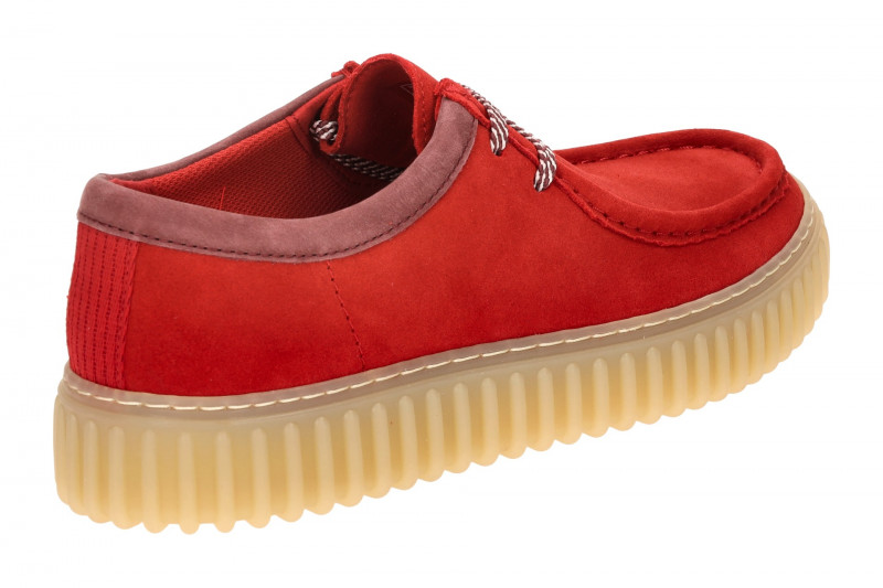 Clarks Torhill Lo Schuhe rot Velour Herren 26187379
