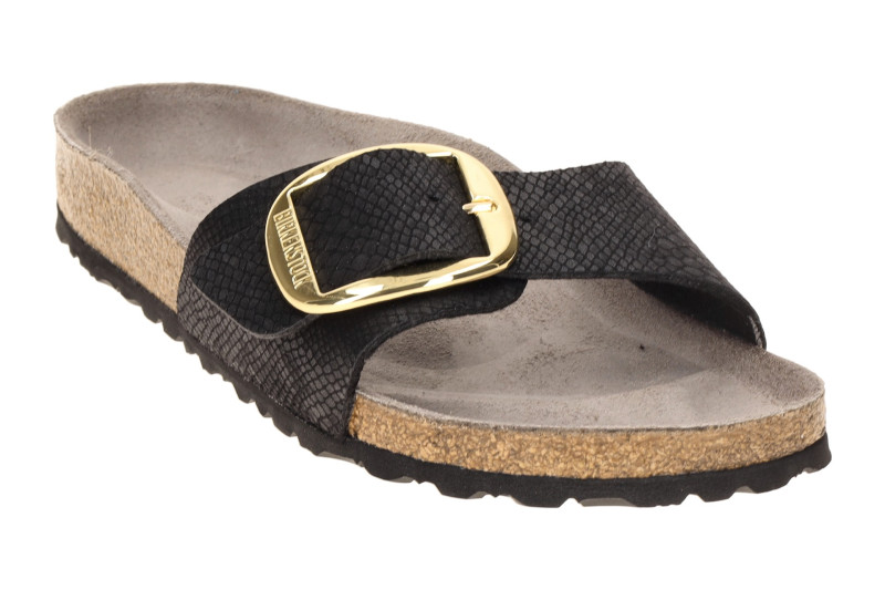 Birkenstock Madrid Big Buckle Pantolette schwarz Python Schmal 1032965