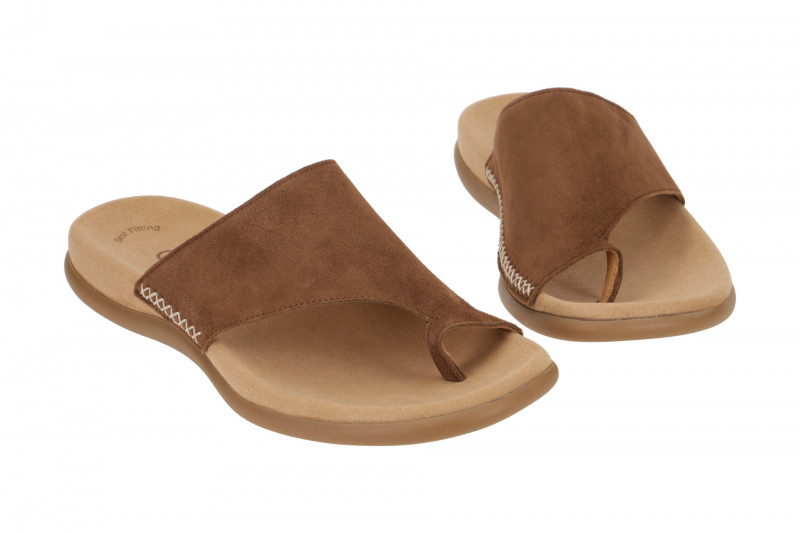 Gabor Zehentrenner Pantolette braun samt