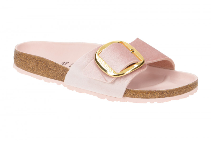 Birkenstock Madrid Big Buckle Pantolette rosa Samt Schmal 1023564