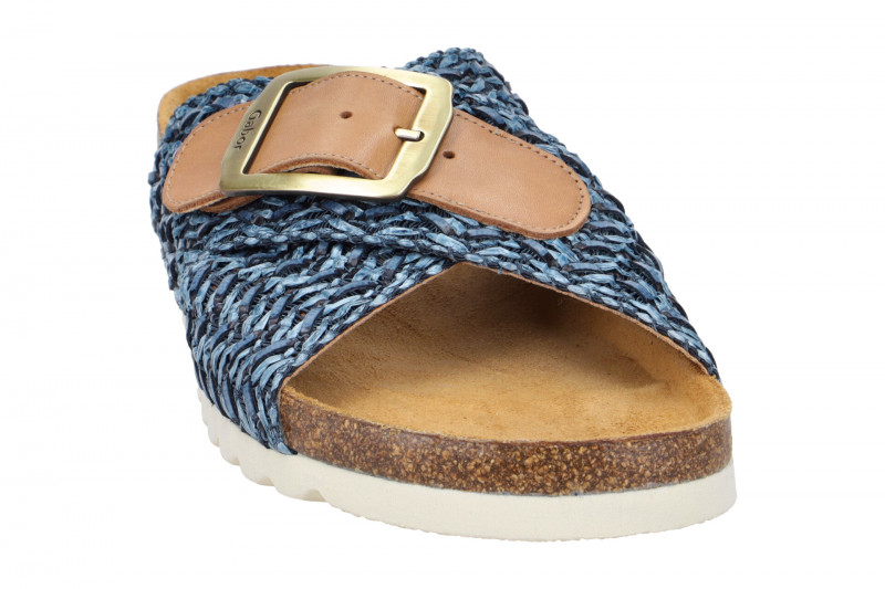 Gabor Pantolette blau Bast braun Nappa 83.032.46