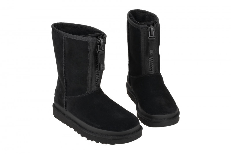 UGG CLASSIC SHORT ZIPPER TAPE LOGO Stiefel schwarz 1144035