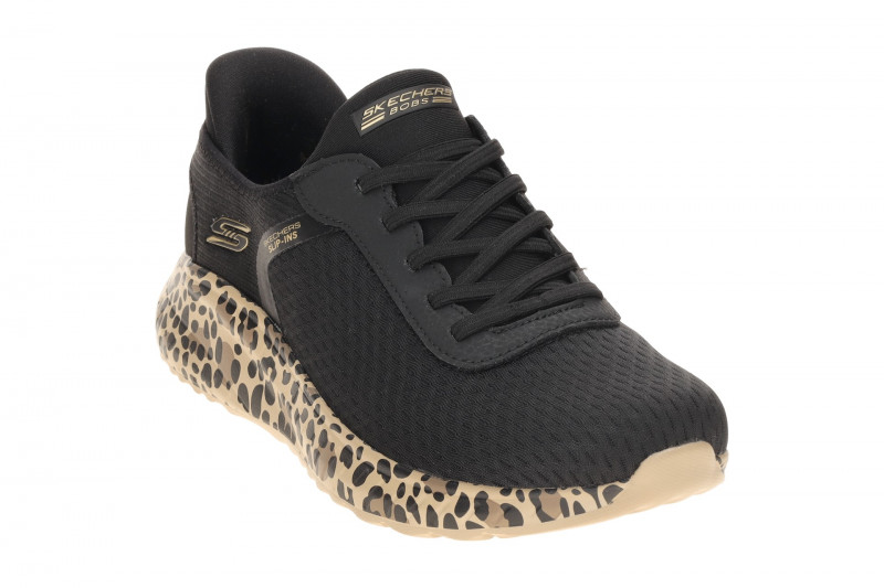 Skechers Bobs Squad Chaos Schuhe schwarz SLIP-INS Leo 117246