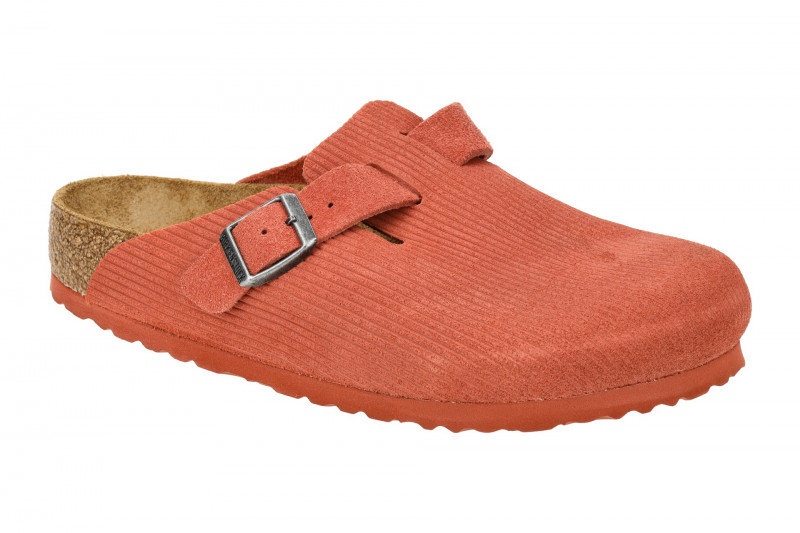Birkenstock Boston BS Pantolette rot Velour Normal-Weit 1025645